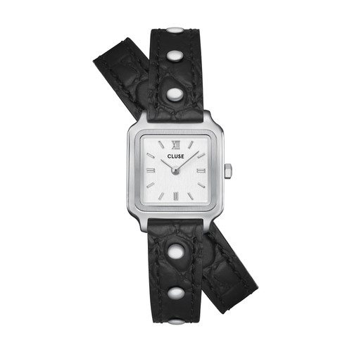 CLUSE Gracieuse Watch Double Leather Black, Studs, Silver Colour
