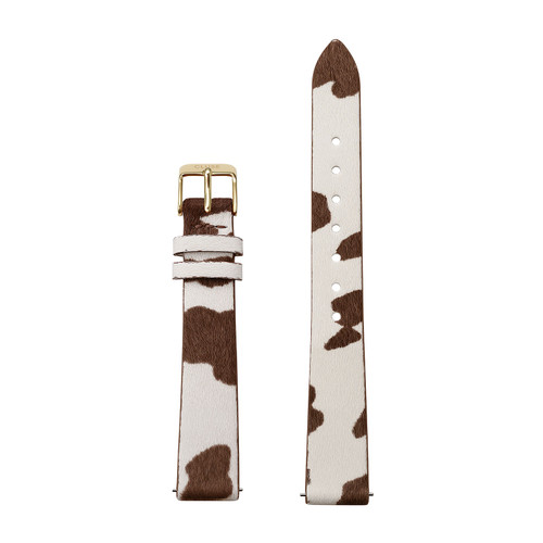 CLUSE Strap 14 mm Cow Print Leather, Gold Colour