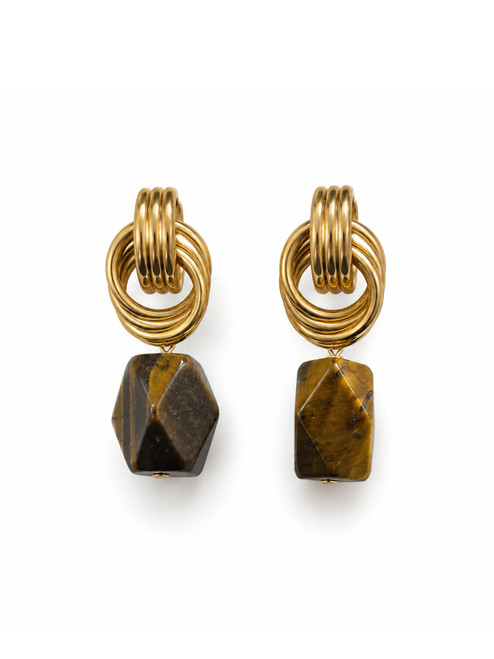 Sonne Livia Earrings Gold Tigers Eye