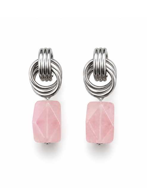 Sonne Livia Earrings Silver Rose Quartz