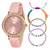 Tikkers Pink Stone Watch + Bracelets Set
