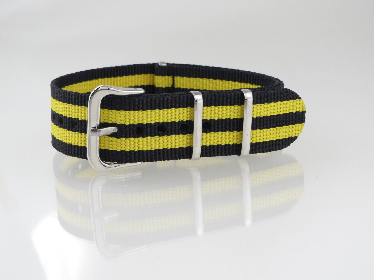 Black and Yellow Military Style Nylon Watch Band Strap 20mm