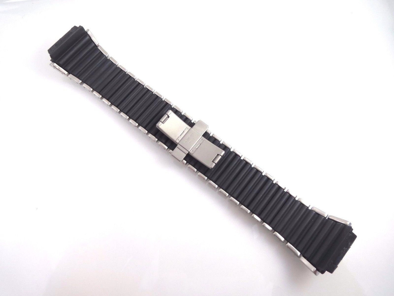 Black Rubber and Metal 31 mm Watch Band