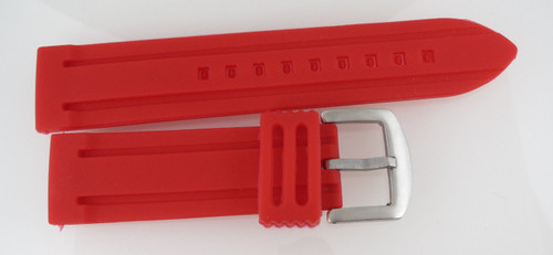 Red Silicone Rubber Watch Strap 24mm