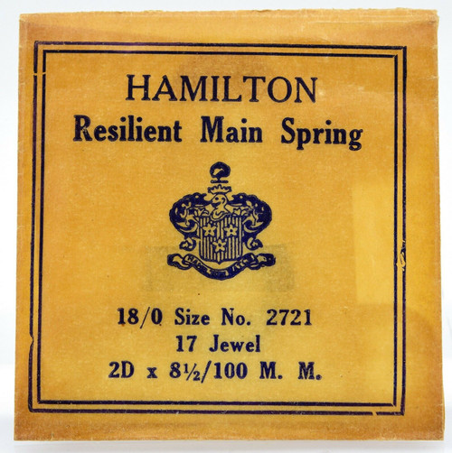 Hamilton 18/0 Size Mainspring No. 2721 17 Jewel