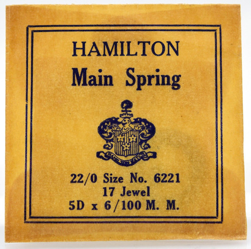 Hamilton 22/0 Size Mainspring No. 6221 17 Jewel