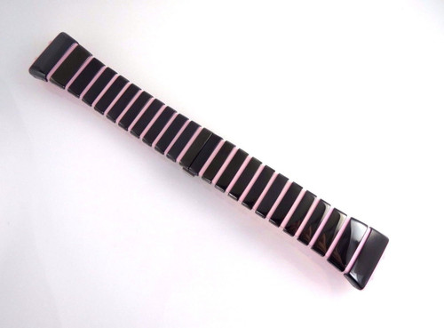 Black and Pink Metal Watch Band