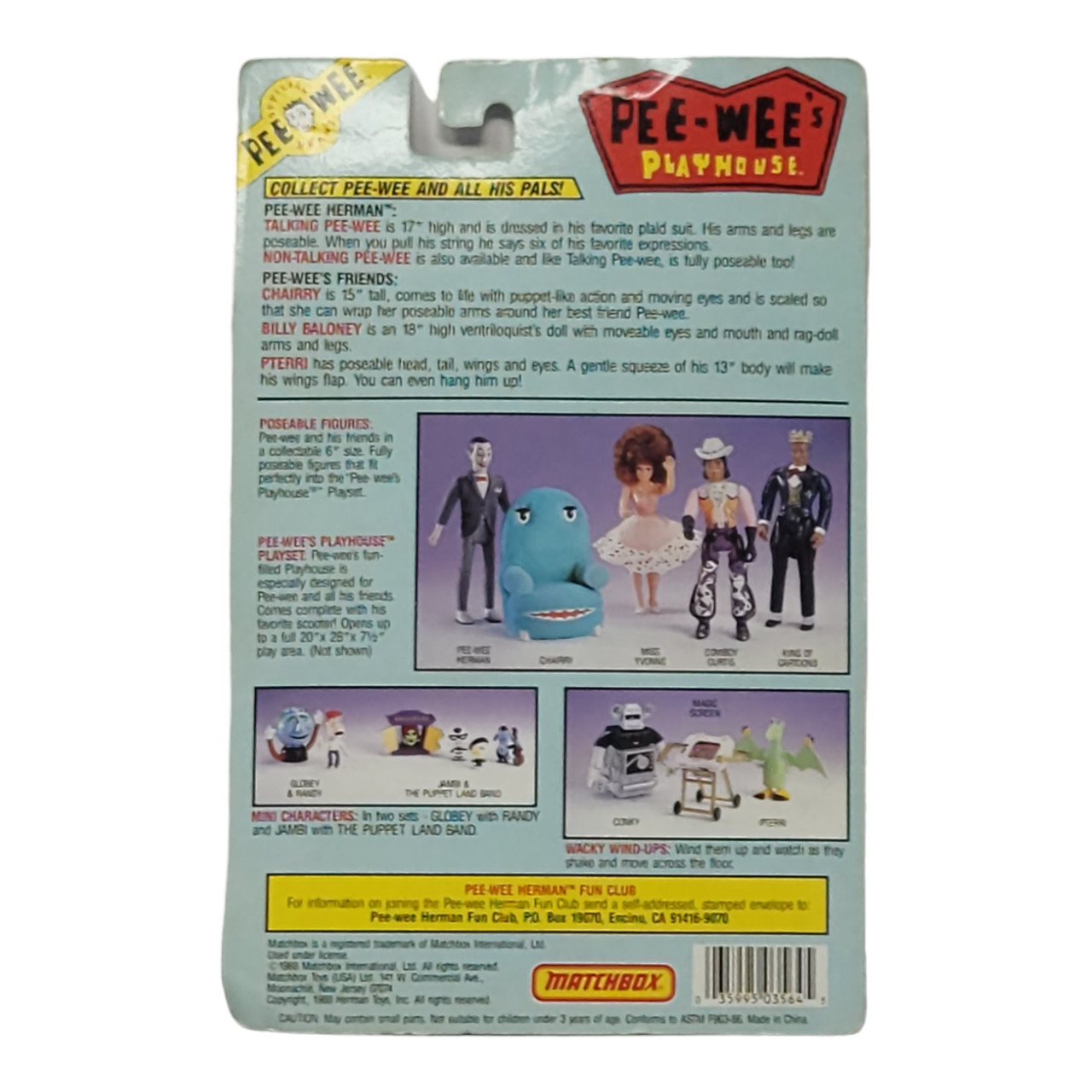 1988 Matchbox Pee-Wee Herman Playhouse King Of Cartoons 6 Inch