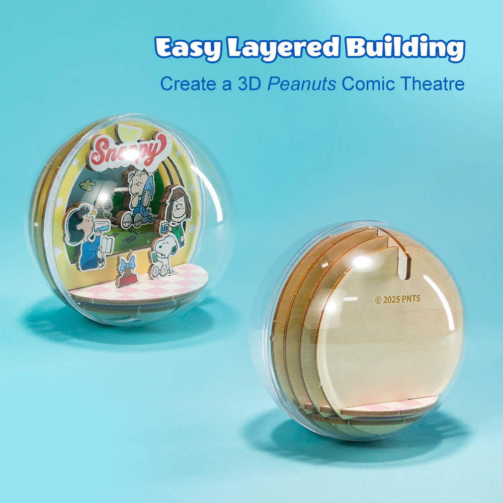 Puremind Peanuts Snoopy Picnic Party Wooden Crystal Ball