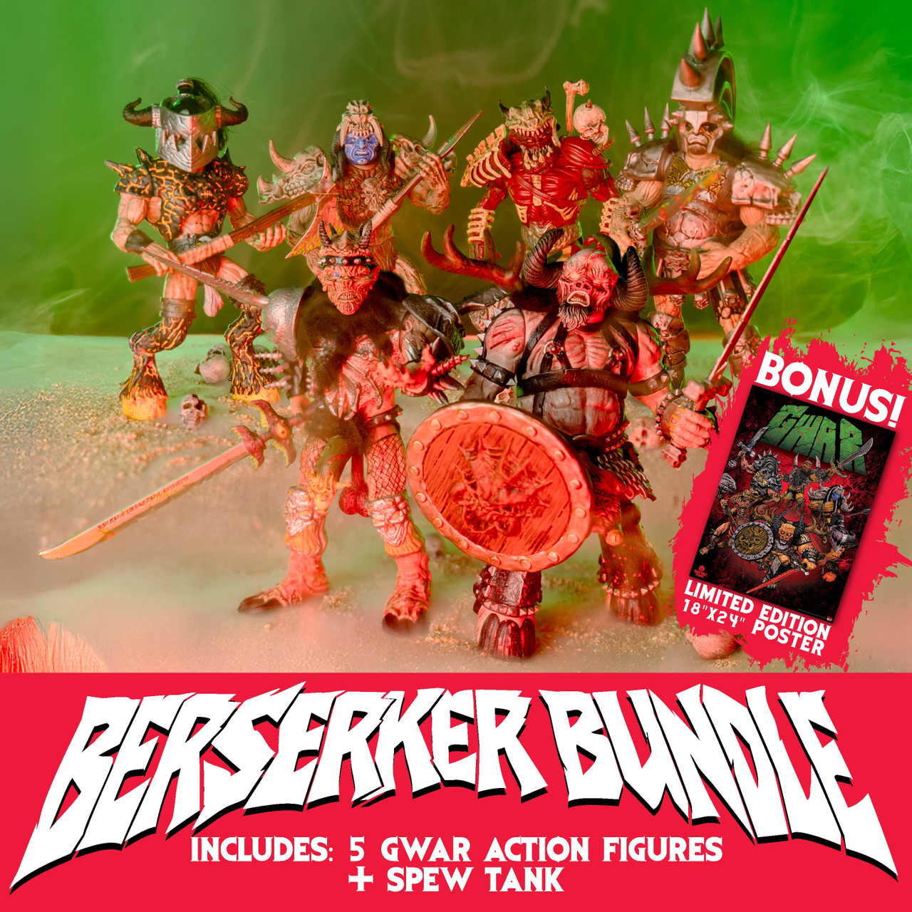 Trick Or Treat Studios GWAR Berserker Bundle (5 Figures + Spew