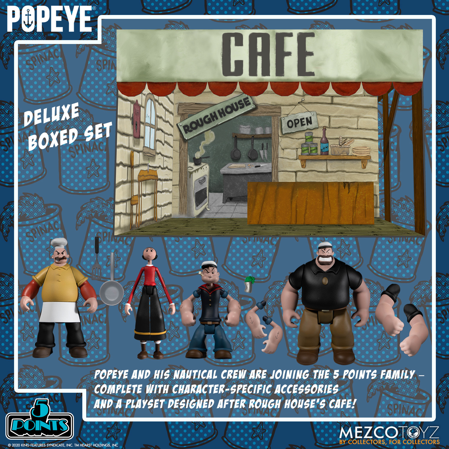 Popeye Mezco Toys 5 Points Action Figures Deluxe Box Set - 9 Cm, Set Regalo Esclusivo - 3