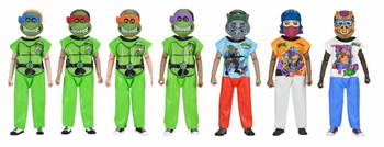 NECA Ben Cooper Costume Kids Collection Teenage Mutant Ninja Turtles Set of 7 Clothed Action Figures