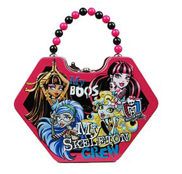 Monster High Skeleton Crew Diamond Shaped Purse with Beaded Handle Tin