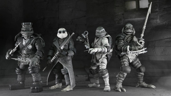 NECA Universal Monsters x Teenage Mutant Ninja Turtles Black & White Action Figure 4-Pack