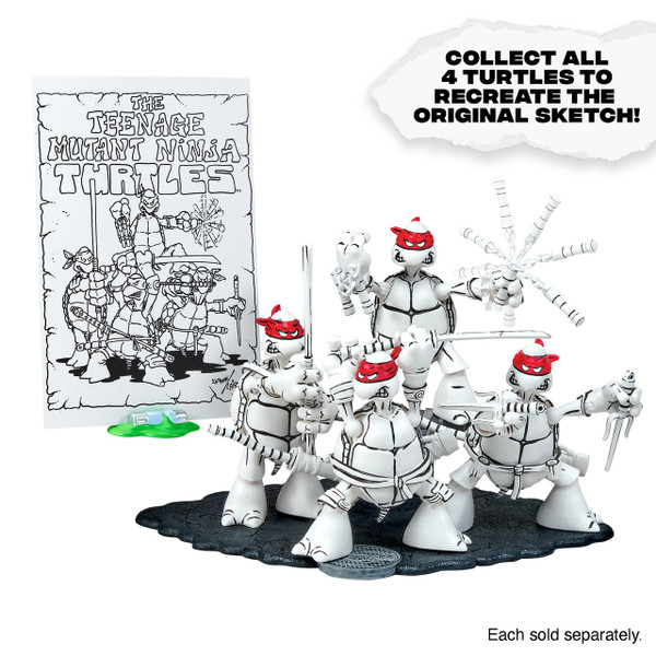 Teenage Mutant Ninja Turtles 40th Anniversary Black & White Original Sketch Set Of 4 (PX Previews Exclusive)