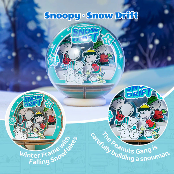 Puremind Peanuts Snoopy Snow Drift Wooden Crystal Ball