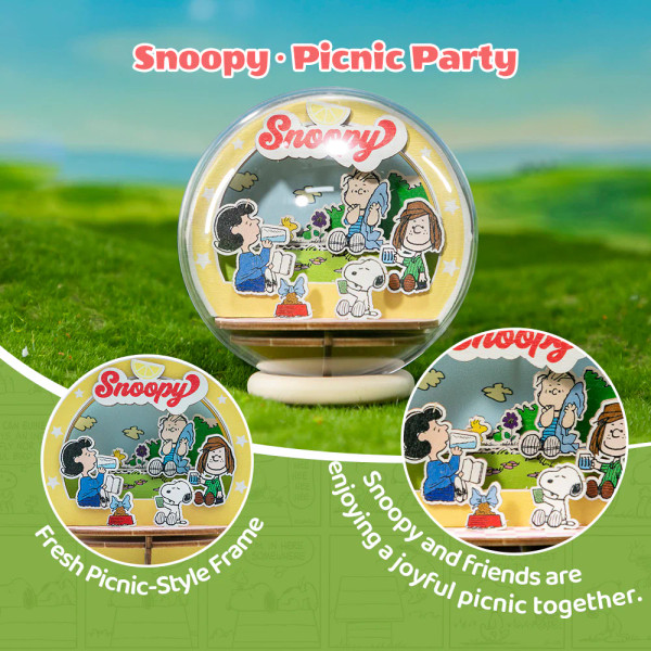 Puremind Peanuts Snoopy Picnic Party Wooden Crystal Ball