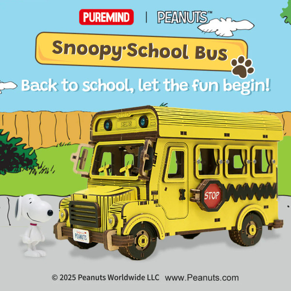 Puremind Peanuts Snoopy School Bus