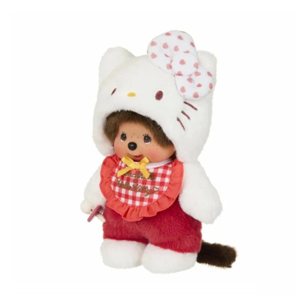 Monchhichi Dressed as Hello Kitty 7-Inch Gingham Plush Figure