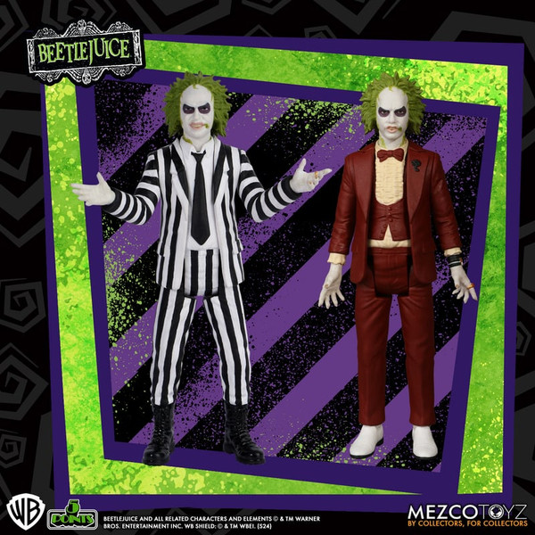 Mezco Toyz Beetlejuice 5 Points Action Figure Set of 2