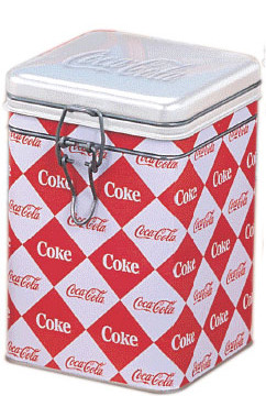 Coca-Cola Diamond Patterned Logo Square Locktop Tin