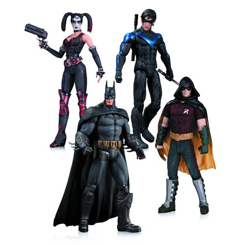 Batman Arkham City Harley Quinn, Batman, Nightwing & Robin Action Figure 4-Pack