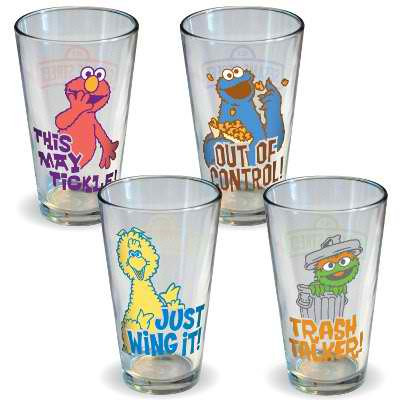 Sesame Street Retro Quotes Pint Glasses 4-Pack