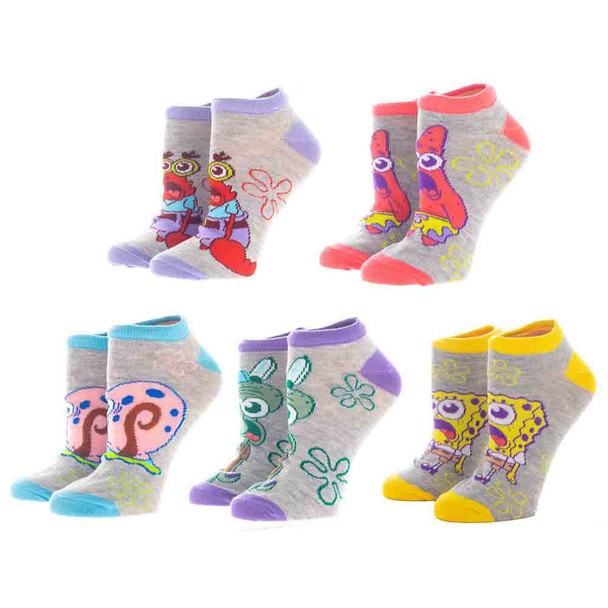 Spongebob 5 Pair Ankle Socks