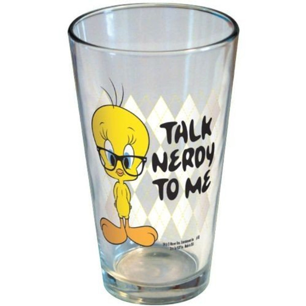 Looney Tunes Tweety Talk Nerdy To Me Pint Glass