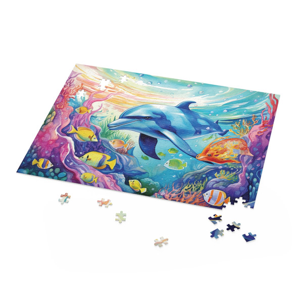 Dolphin Dreamscape Jigsaw: A Vibrant Watercolor Fantasy