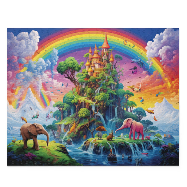 WhimsyCastle Fantasy Puzzle: Elephants, Rainbow, and Enchanting Gardens