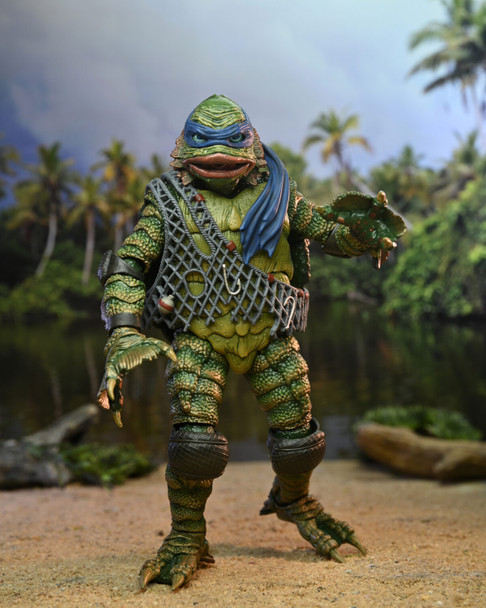 NECA Ultimate Leonardo as Creature from the Black Lagoon 7-Inch Scale Figure in the Universal Monsters x Teenage Mutant Ninja Turtles Collection