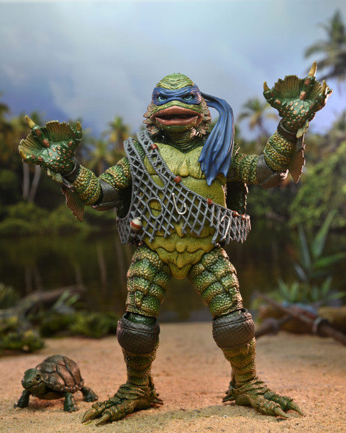 NECA Ultimate Leonardo as Creature from the Black Lagoon 7-Inch Scale Figure in the Universal Monsters x Teenage Mutant Ninja Turtles Collection