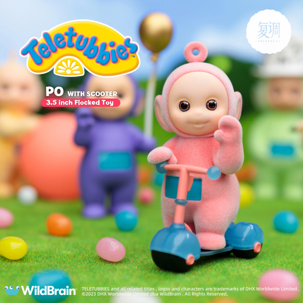Polyphony Teletubbies Po Flocked 3.5 Inch Figure with Glow-in-the-Dark Scooter