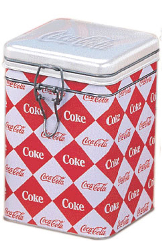 Coca-Cola Diamond Patterned Logo Square Locktop Tin