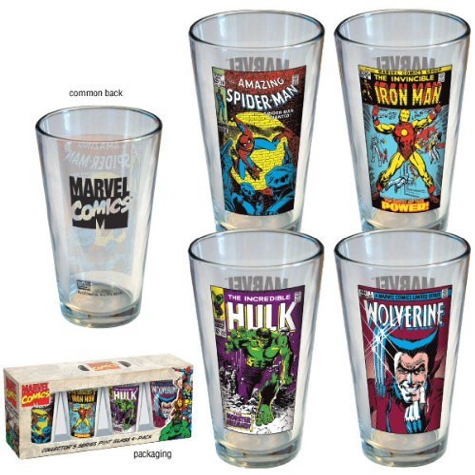 Marvel Comics Vintage Cover Pint Glass 4-pack