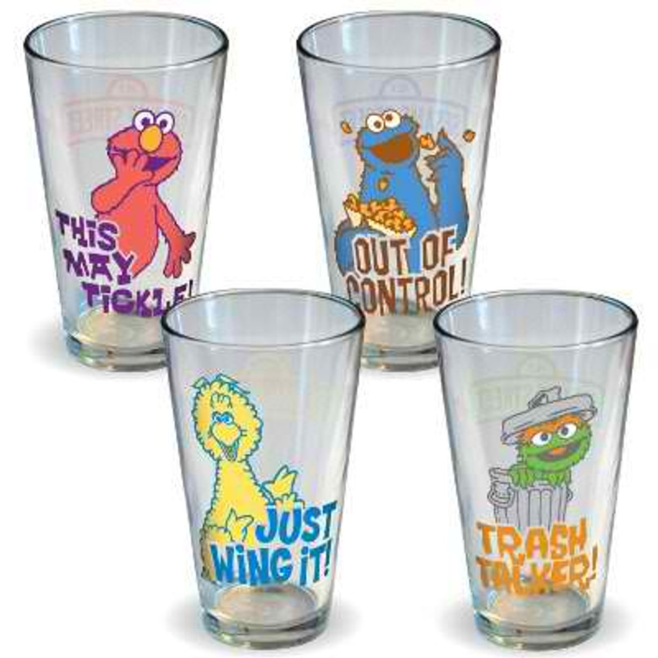 Sesame Street Retro Quotes Pint Glasses 4-Pack