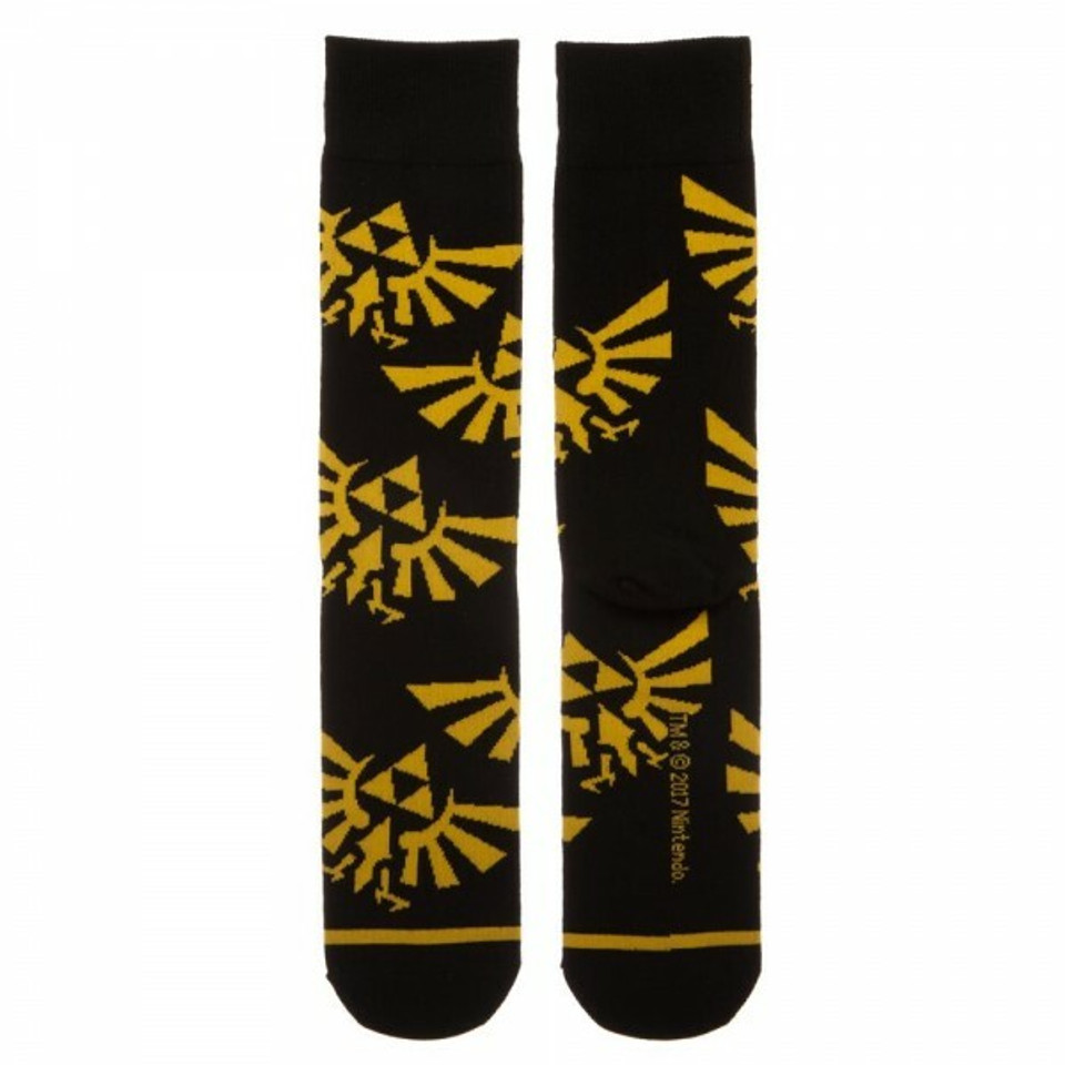 Zelda Hyrule Triforce Logo Black Crew Socks
