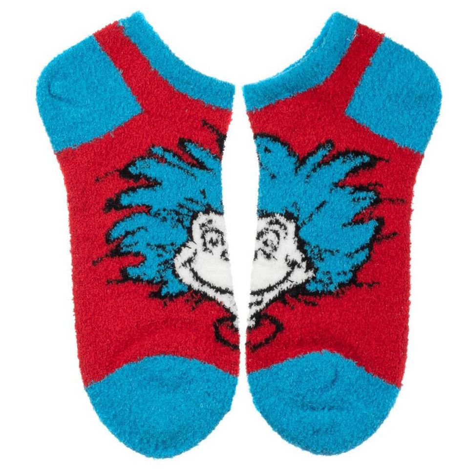 Dr. Seuss Cat In The Hat Fuzzy Chenille Ankle Socks