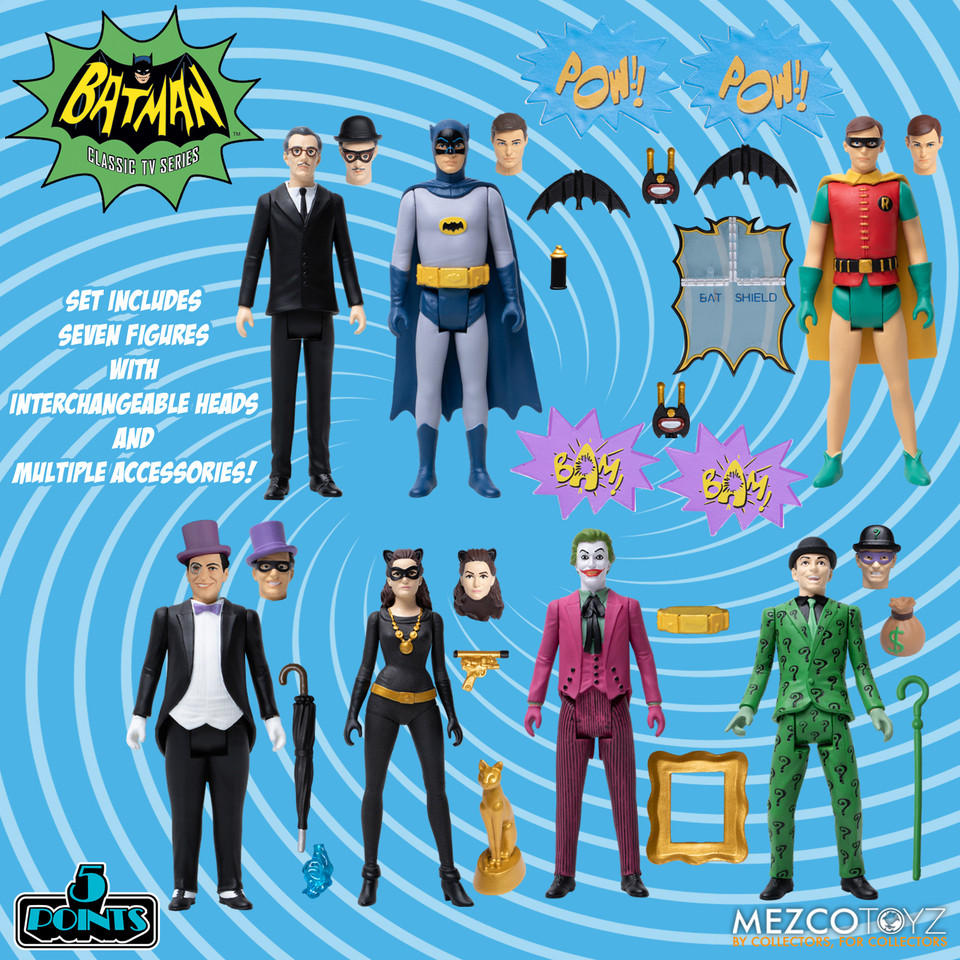 Mezco Toyz Batman (1966) 5 Points Deluxe Boxed Set