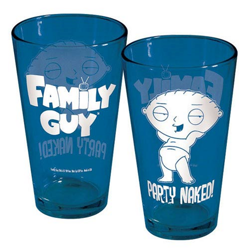 Family Guy Stewie Party Naked Blue Pint Glass Family Guy Stewie Party Naked Blue Pint Glass