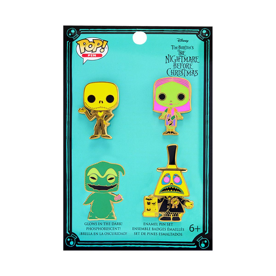 Funko The Nightmare Before Christmas Black Light Pin 4-Pack Set