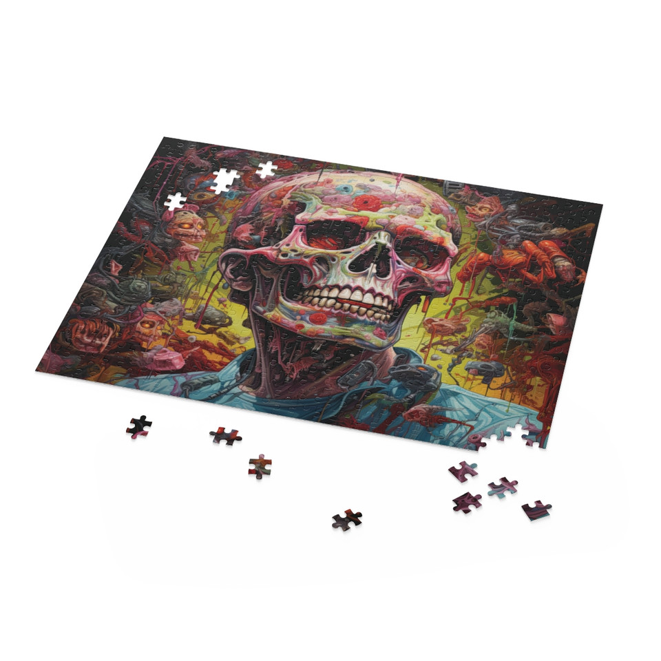 NeonSculpt Puzzle: Hyper-Detailed Skull Art Edition