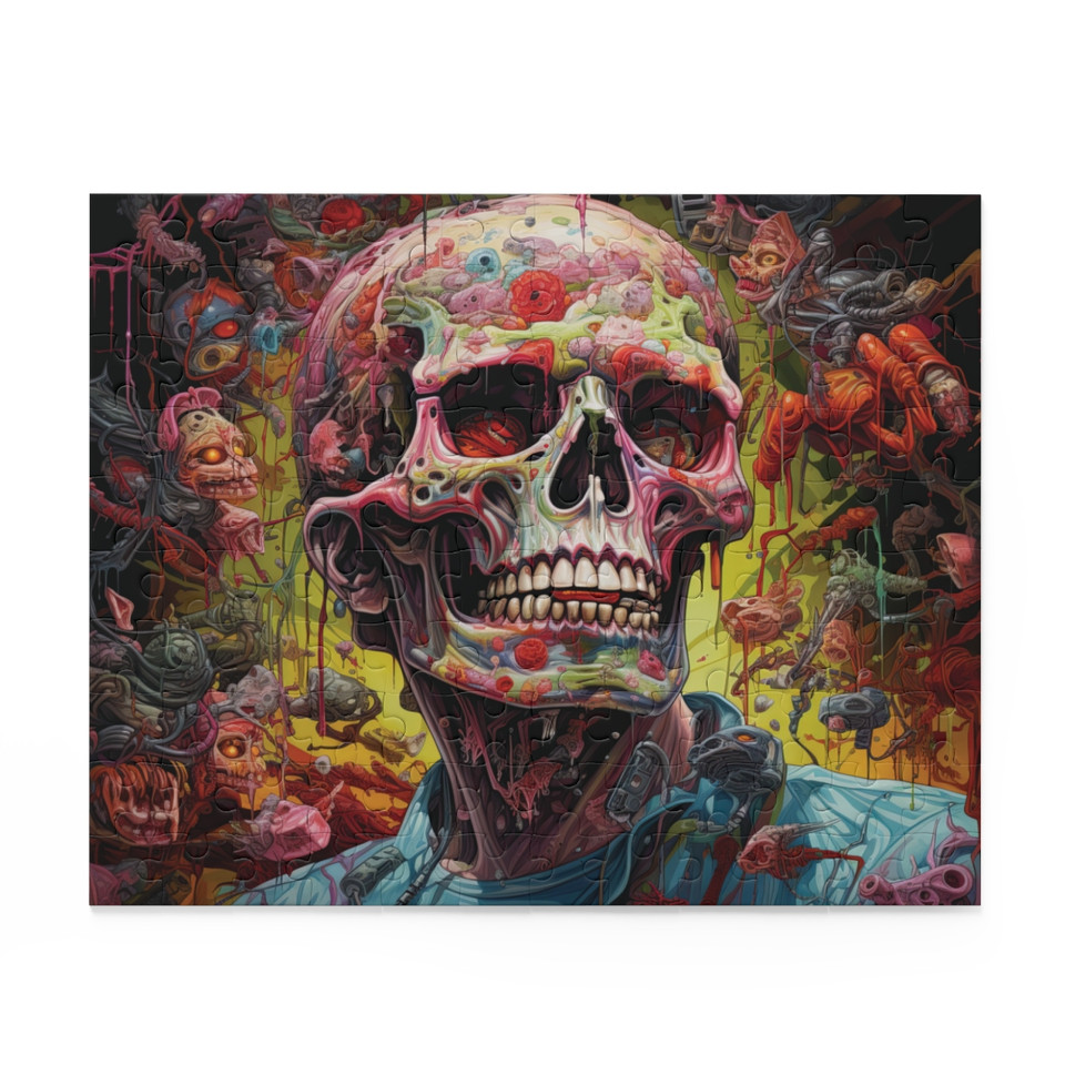 NeonSculpt Puzzle: Hyper-Detailed Skull Art Edition