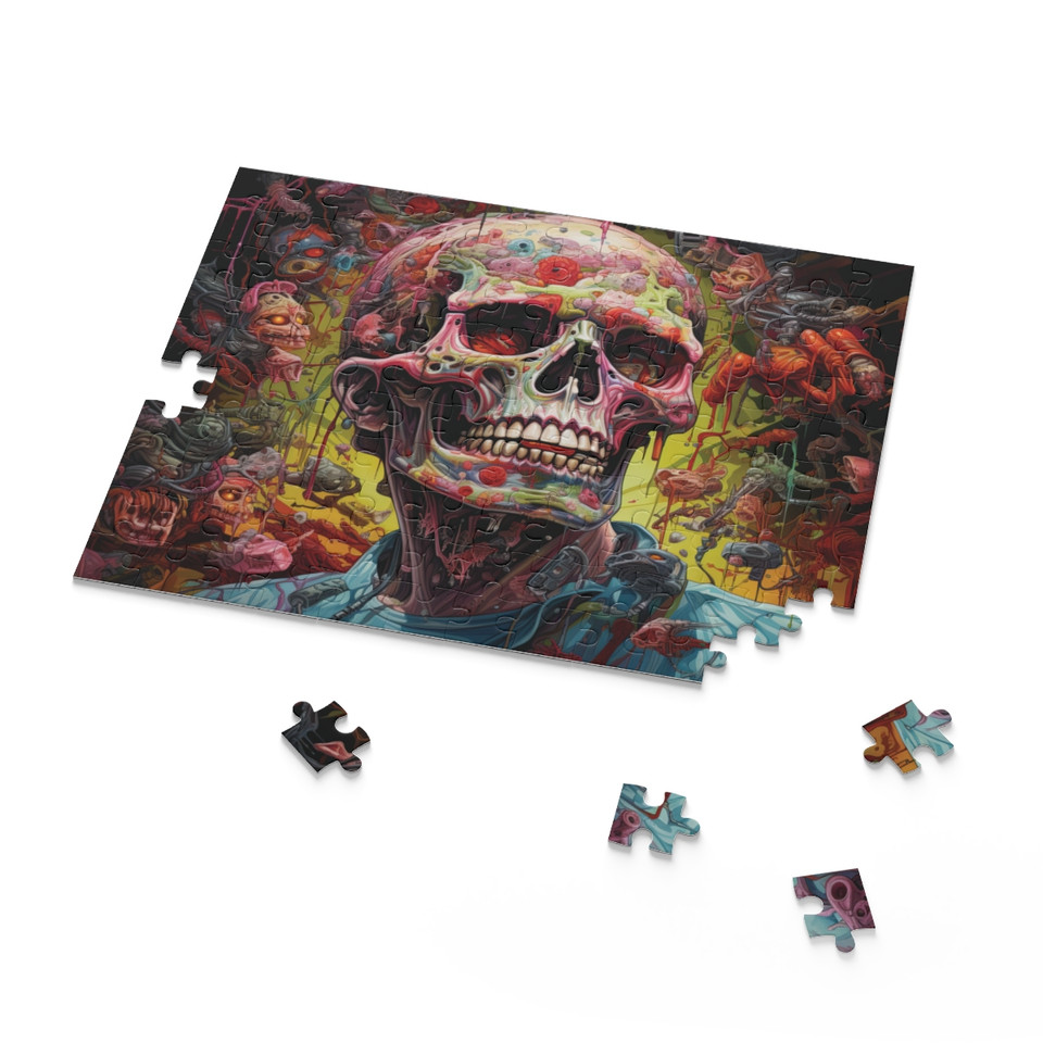 NeonSculpt Puzzle: Hyper-Detailed Skull Art Edition