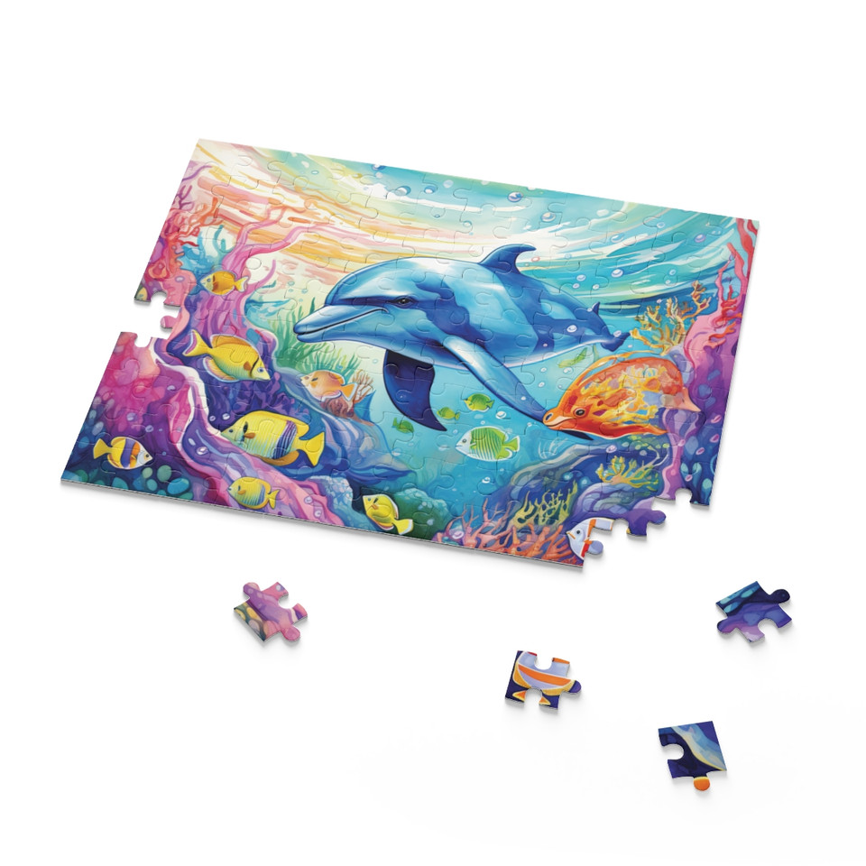Dolphin Dreamscape Jigsaw: A Vibrant Watercolor Fantasy