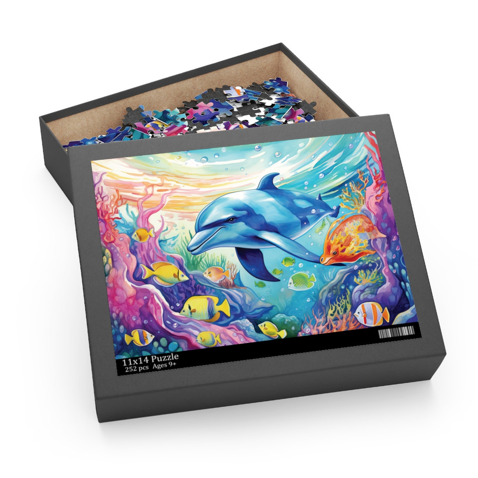 Dolphin Dreamscape Jigsaw: A Vibrant Watercolor Fantasy