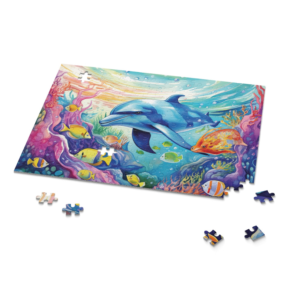 Dolphin Dreamscape Jigsaw: A Vibrant Watercolor Fantasy