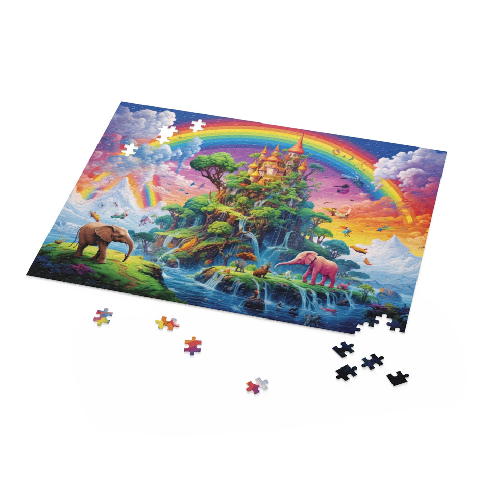 WhimsyCastle Fantasy Puzzle: Elephants, Rainbow, and Enchanting Gardens