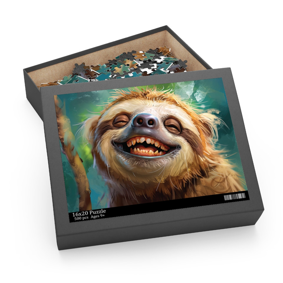 Joyful Sloth Laughter: Hyper-Detailed Miniaturecore Jigsaw Puzzle